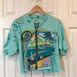 Destroyed Zip Up Tee